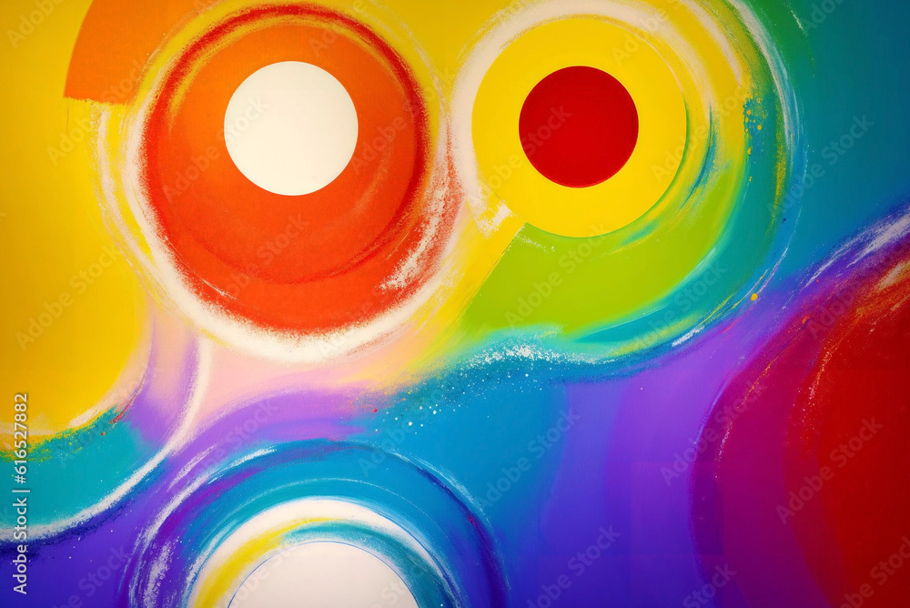 Obraz premium Texture of multi-colored acrylic paints, liquid ink. Background of splashes and drops of paint. Abstract painting. Oil. Canvas. Generative AI