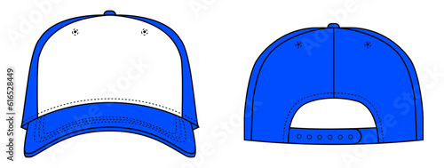 Blank Blue truck hat, Cap Mock-Up Vector Outline	