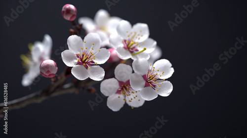 cherry blossom on black HD 8K wallpaper Stock Photographic Image