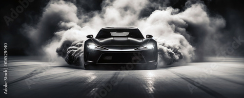 Sports Car coming out of smoke