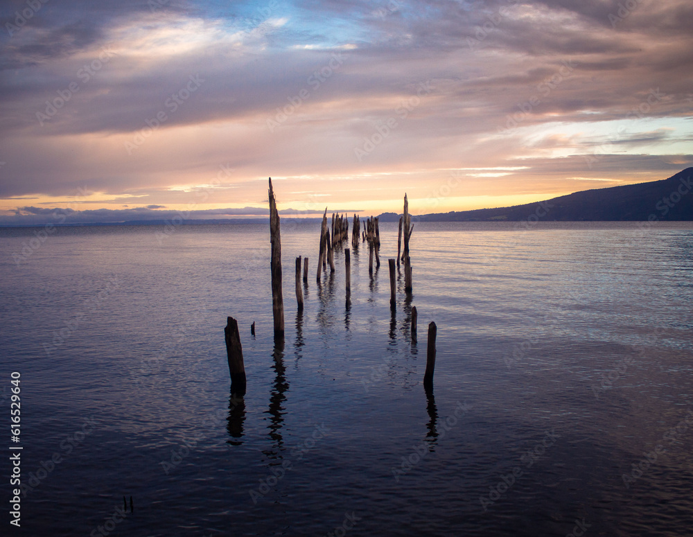 Fototapeta premium sunset on the lake