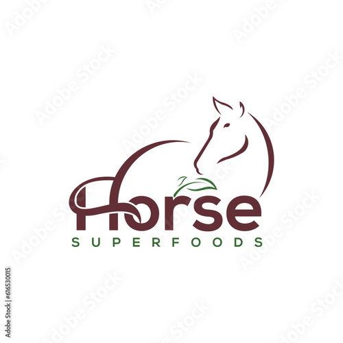 Vector icons and logo horse leaf combination, pet food farm logo
