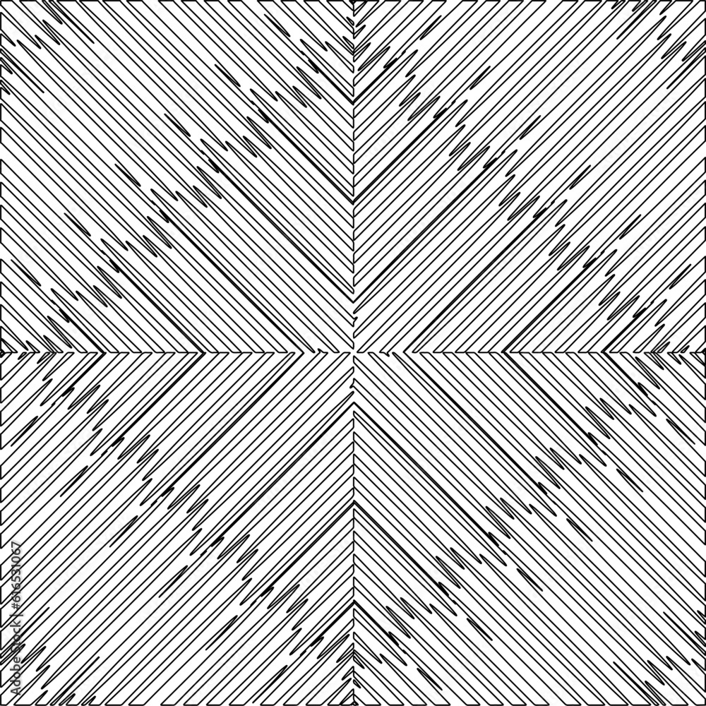 Modern stylish abstract texture. Geometric shapes from striped elements. Black and white pattern.
