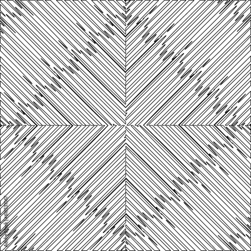  Modern stylish abstract texture. Geometric shapes from striped elements. Black and white pattern. 
