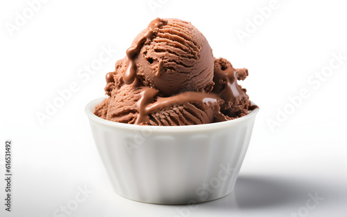 chocolate ice cream on white background