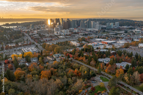 The city of Bellevue Washington during a sunset in Autumn © adonis_abril