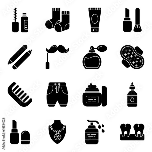 Pack of Makeup Accessories Solid Icons 

