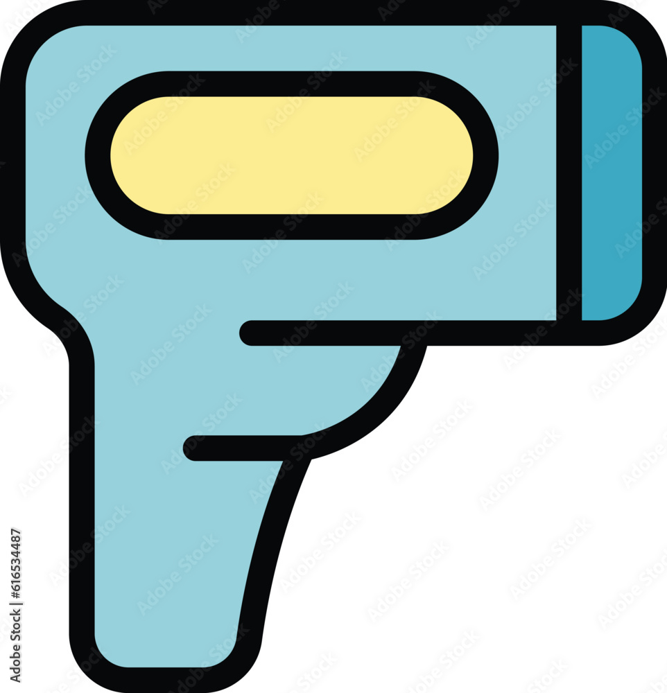 Laser thermometer scanner icon. Outline Laser thermometer scanner vector icon for web design isolated on white background color flat Laser thermometer scanner icon. Outline Laser thermometer scanner vector icon for web design isolated on white background color flat