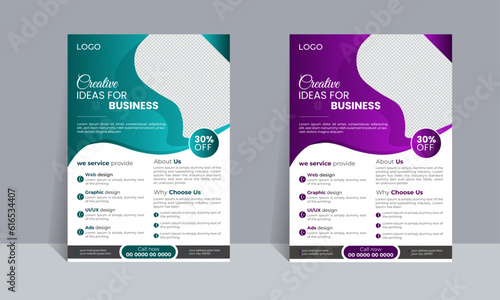 A business flyer layout design - vector illustration
A4 size
2 color options
CMYK; 300 dpi
Add your own text and photos
Photos shown in the preview are for display only and are not 