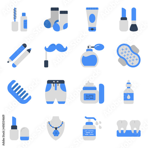 Pack of Makeup Accessories Flat Icons 


