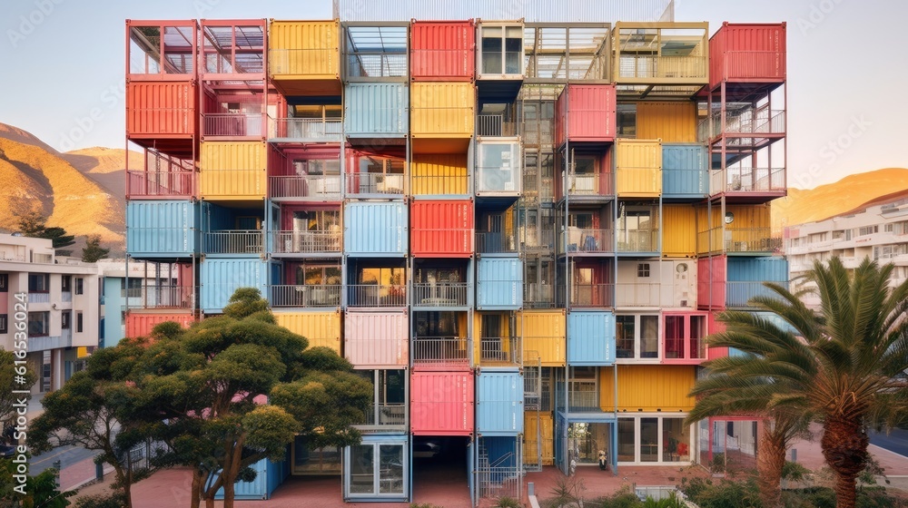 Metropolitan Fusion: Award-Winning Container Housing Amidst City Life generative ai 