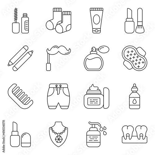 Pack of Makeup Accessories Linear Icons 

