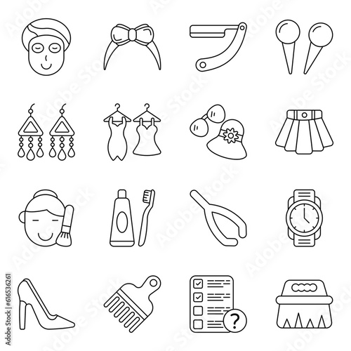 Pack of Fashion Accessories Linear Icons

 photo