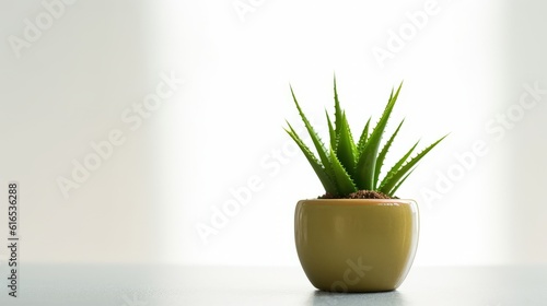 Cute mini Aloe plant in a pot with white background  Wallpaper  Generated AI