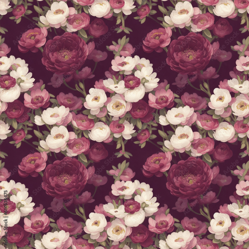 seamless texture with watercolor flowers