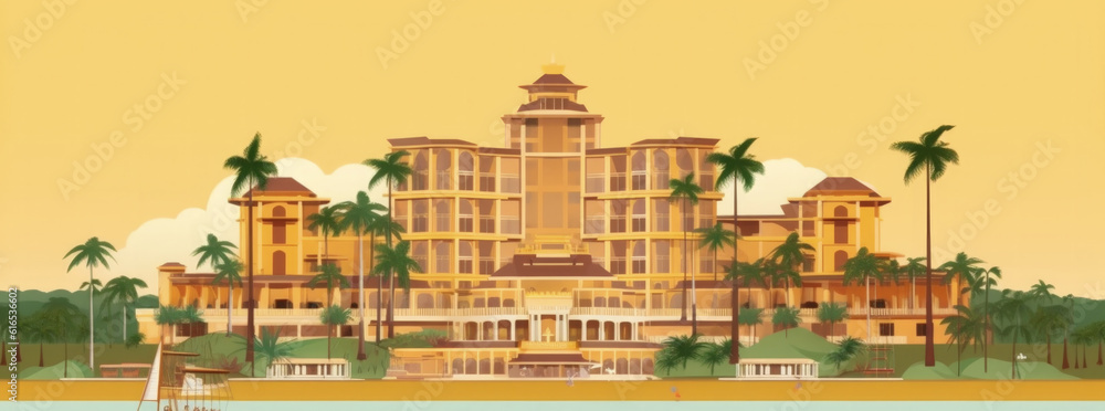 Obraz premium Uganda Landmarks Skyline Silhouette Style, Colorful, Cityscape, Travel and Tourist Attraction - Generative AI