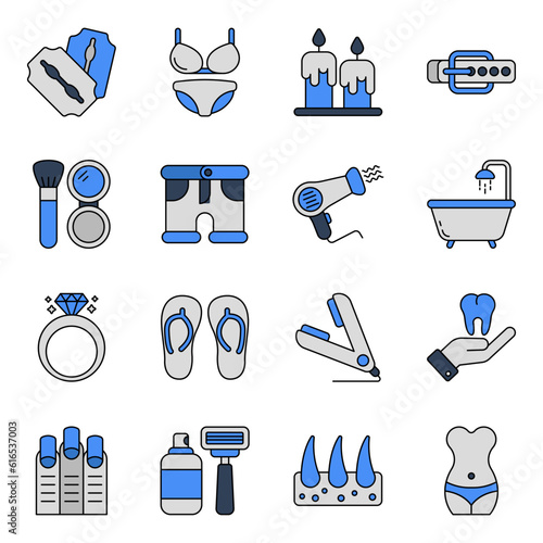 Pack of Makeup and Cosmetic Flat Icons

