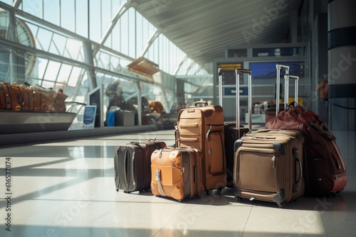 Image of baggage at the airport terminal, Generative ai