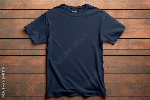 Black, round neck basic plain tshirt, half sleeve, product photography, hanging, close up, Generative ai