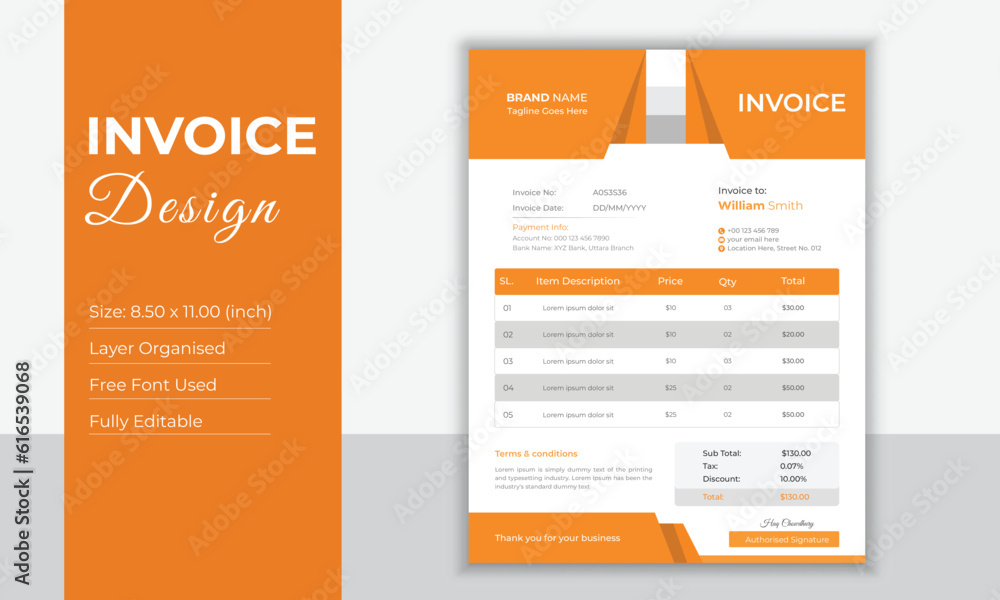 Invoice design template for business. Invoice design template for business.