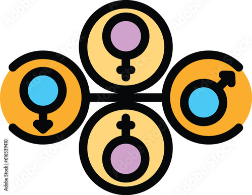 Gender identity all icon. Outline Gender identity all vector icon for web design isolated on white background color flat