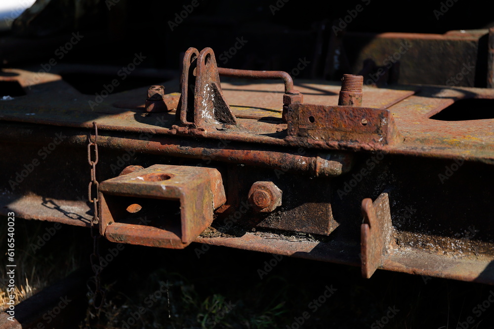 Iron rusty part of a railway wagon