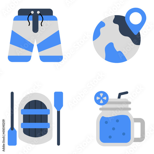 Pack of Holidays and Travel Flat Icons 