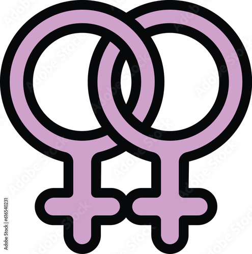 Gender identity lesbian icon. Outline Gender identity lesbian vector icon for web design isolated on white background color flat