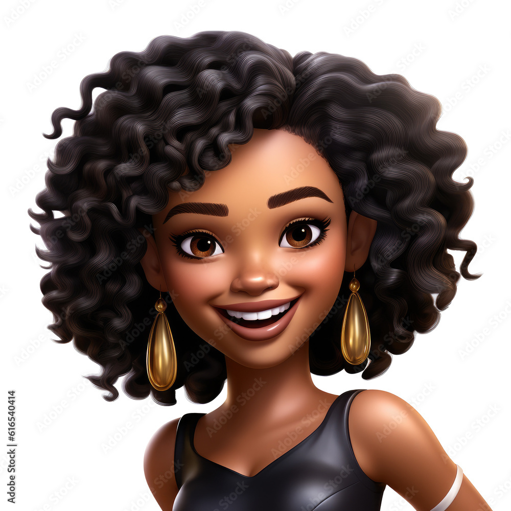 Memoji african american happy girl on transparent background. PNG ...
