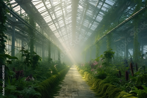 A lush tropical greenhouse with rainforest plants  misting systems  humidity control  and air purification  creating an eco-haven of biodiversity and natural beauty in stunning 8k clarity