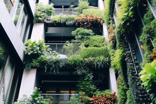 A green school building with green walls, rainwater collection systems, and natural ventilation, providing an inspiring and healthy learning environment in stunning 8k clarity