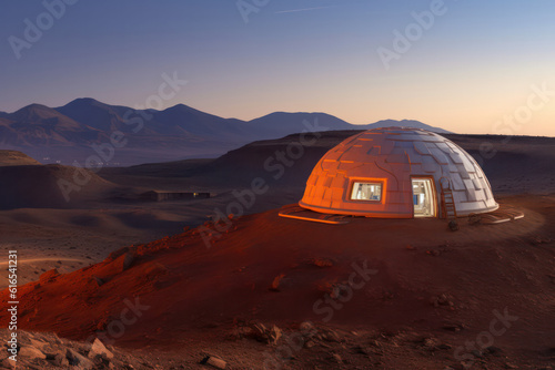 A hyperrealistic depiction of a self-sustaining Mars colony, with advanced agriculture systems, energy production, and research facilities, highlighting the ingenuity and resourcefulness of colonizing