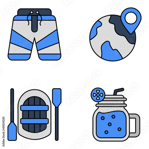 Pack of Holidays and Travel Flat Icons 
