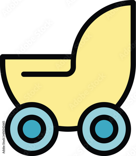 Maternity pram icon. Outline Maternity pram vector icon for web design isolated on white background color flat