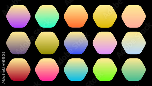 Colorful Parmesan Color Shade Linear Gradient Palette Swatches Web Kit Rounded Hexagons Template Set