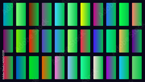 Colorful Parakeet Color Shade Linear Gradient Palette Swatches Web Kit Rounded Rectangles Template Set