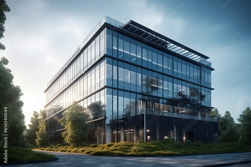 Fototapeta premium Modern office building with energy-efficient features