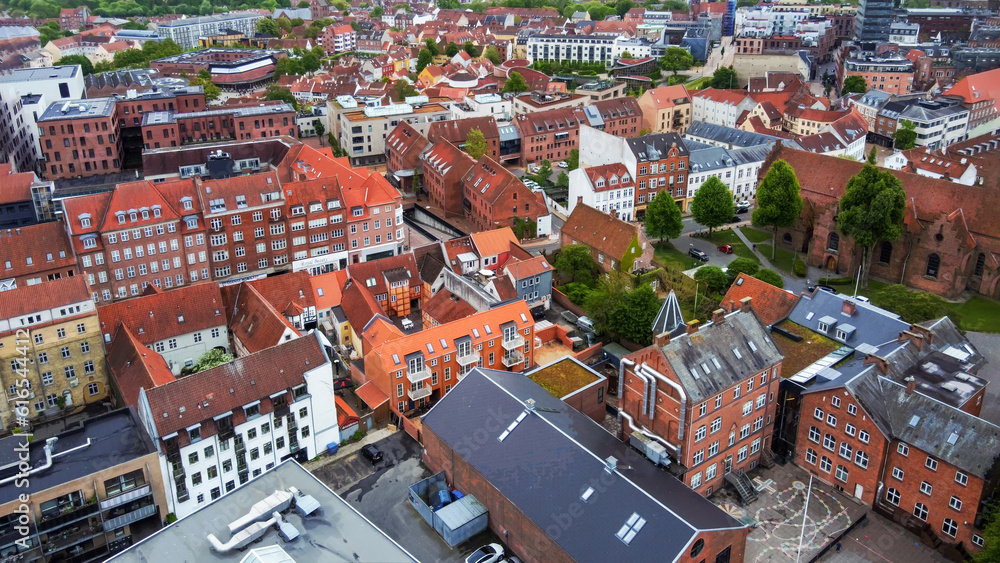 Amazing Aerial Panorama of  Odense : cityscape