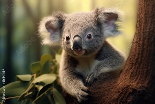 Cute koala in tree  animal generative ai