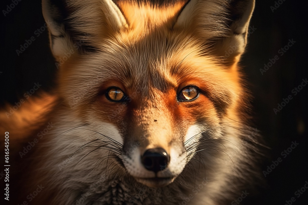 Curious portrait of a red fox generative ai