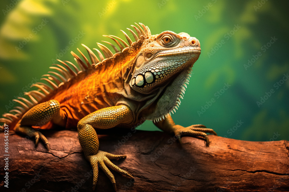 Fototapeta premium iguana on a tree animal generative ai