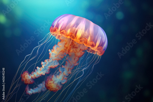 Beautiful jellyfish in the ocean, animal generative ai © Jeremy