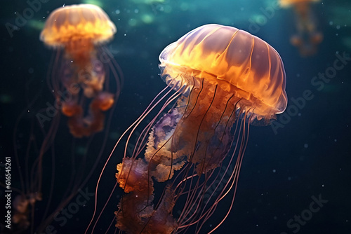 Beautiful jellyfish in the ocean, animal generative ai
