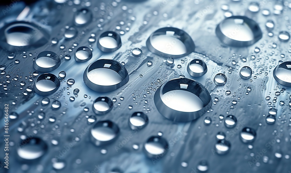 a close up of water droplets on a metal surface with a black background. generative ai a close up of water droplets on a metal surface with a black background. generative ai