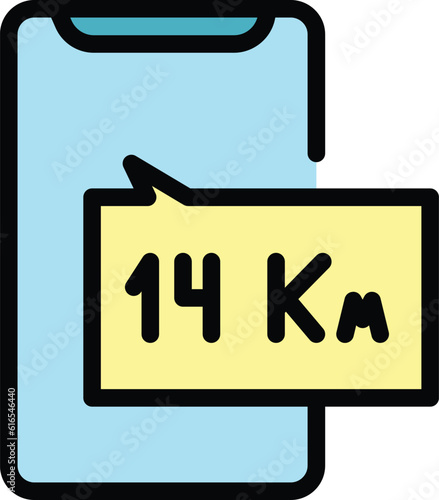 Taximeter distance icon. Outline Taximeter distance vector icon for web design isolated on white background color flat