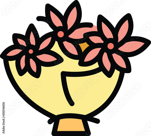 Flower bouquet delivery icon. Outline Flower bouquet delivery vector icon for web design isolated on white background color flat
