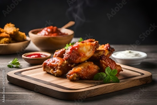 grilled chicken wings with vegetablesgenerated by AI technology 