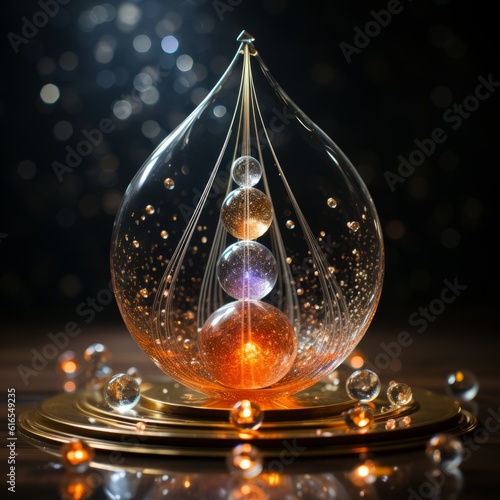 A beautiful glass spirit orb with sacred geometry. Generative AI. 