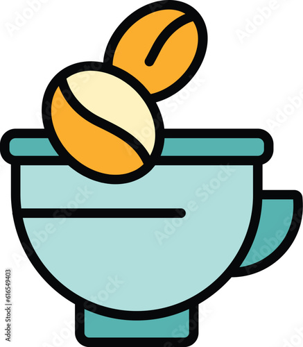 Late work coffee beans cup icon. Outline Late work coffee beans cup vector icon for web design isolated on white background color flat