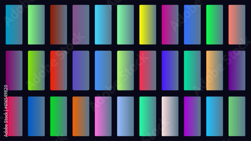 Colorful Stone Color Shade Linear Gradient Palette Swatches Web Kit Rounded Rectangles Template Set